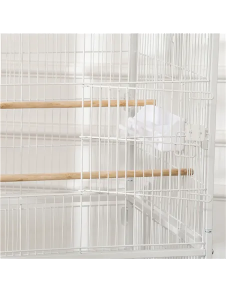 PawHut Large Bird Cage Budgie Cage for Finch Canaries Parakeet with Rolling Stand, Slide-out Tray, Storage Shelf, Food Container