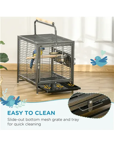 PawHut Parrot Cage, Travel Carry Pet Bird Cage, with Metal Handle