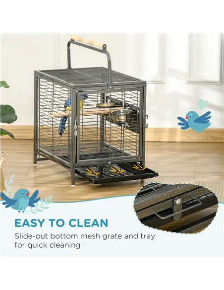 PawHut Parrot Cage, Travel Carry Pet Bird Cage, with Metal Handle