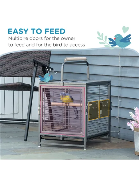 PawHut Parrot Cage, Travel Carry Pet Bird Cage, with Metal Handle