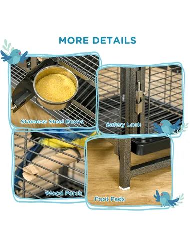 PawHut Parrot Cage, Travel Carry Pet Bird Cage, with Metal Handle