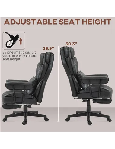 HOMCOM Executive Office Chair, Ergonomic Desk Chair with Foot Rest, Lumbar Support, Reclining Function and Wide Seat, Black