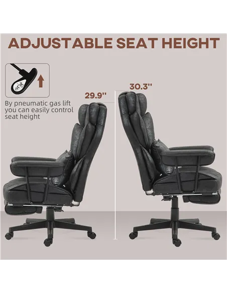 HOMCOM Executive Office Chair, Ergonomic Desk Chair with Foot Rest, Lumbar Support, Reclining Function and Wide Seat, Black