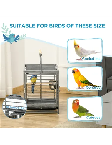 PawHut Parrot Cage, Travel Carry Pet Bird Cage, with Metal Handle