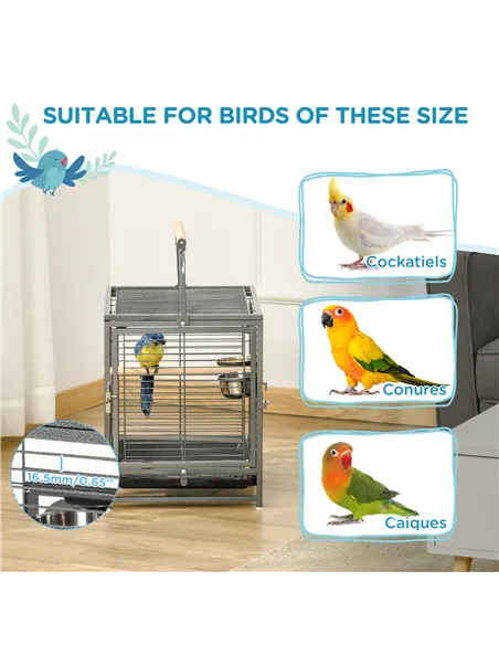 PawHut Parrot Cage, Travel Carry Pet Bird Cage, with Metal Handle