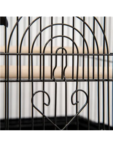 PawHut Metal Bird Cage with Plastic Swing Perch Food Container Tray Handle for Finch Canary Budgie 43.5 x 33 x 63 cm, Black