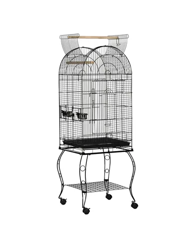 PawHut 1.53(m) Bird Cage, Pet Viary, Feeding Stand, with Wheels, Perch