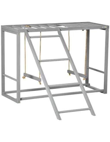 PawHut Chicken Activity Play with Swing Set for 3-4 Chickens, Wooden Chicken Coop, Grey