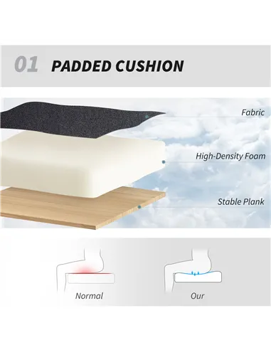 HOMCOM Armless Office Chair No Wheels, Linen Fabric Criss Cross Legged Desk Chair with Wide Seat, Thick Padding, Tilt Function, 