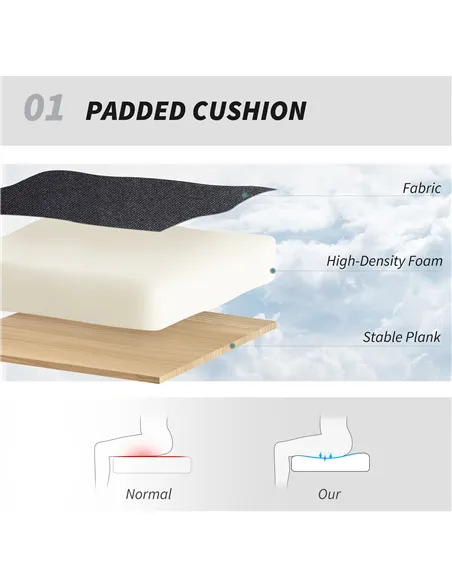 HOMCOM Armless Office Chair No Wheels, Linen Fabric Criss Cross Legged Desk Chair with Wide Seat, Thick Padding, Tilt Function, 