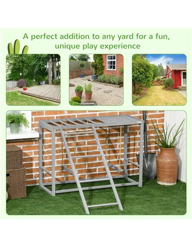 PawHut Chicken Activity Play with Swing Set for 3-4 Chickens, Wooden Chicken Coop, Grey