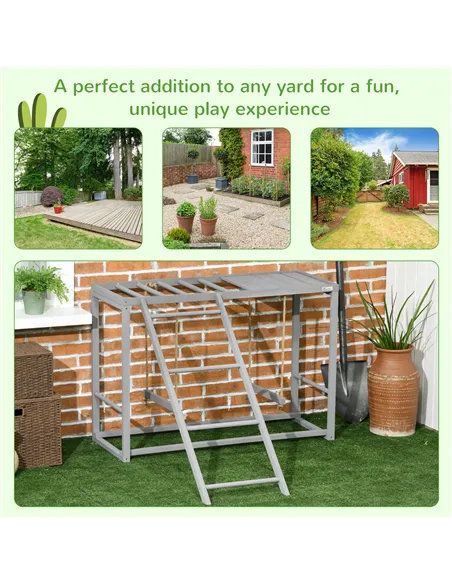 PawHut Chicken Activity Play with Swing Set for 3-4 Chickens, Wooden Chicken Coop, Grey