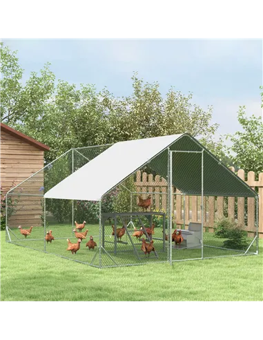 PawHut Chicken Activity Play with Swing Set for 3-4 Chickens, Wooden Chicken Coop, Grey