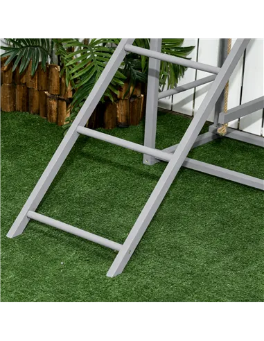 PawHut Chicken Activity Play with Swing Set for 3-4 Chickens, Wooden Chicken Coop, Grey