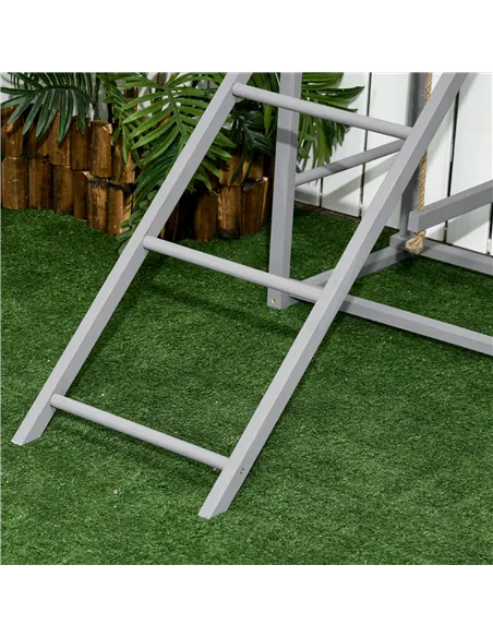 PawHut Chicken Activity Play with Swing Set for 3-4 Chickens, Wooden Chicken Coop, Grey