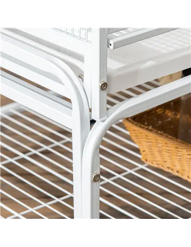 PawHut Large Bird Cage Budgie Cage 3 Tier Aviary with Stand Wheels, Toys, Ladders, Shelf for Canaries, Finches, Cockatiels, Para