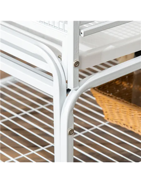 PawHut Large Bird Cage Budgie Cage 3 Tier Aviary with Stand Wheels, Toys, Ladders, Shelf for Canaries, Finches, Cockatiels, Para