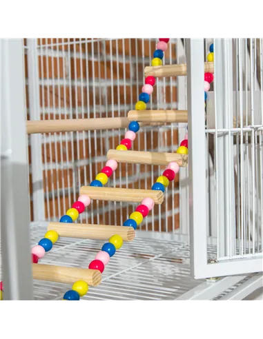 PawHut Large Bird Cage Budgie Cage 3 Tier Aviary with Stand Wheels, Toys, Ladders, Shelf for Canaries, Finches, Cockatiels, Para