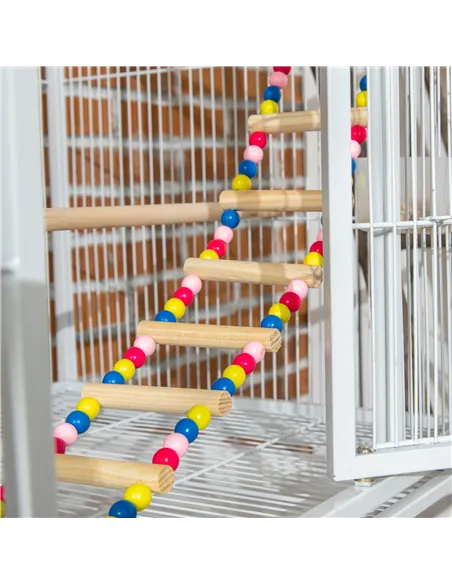 PawHut Large Bird Cage Budgie Cage 3 Tier Aviary with Stand Wheels, Toys, Ladders, Shelf for Canaries, Finches, Cockatiels, Para