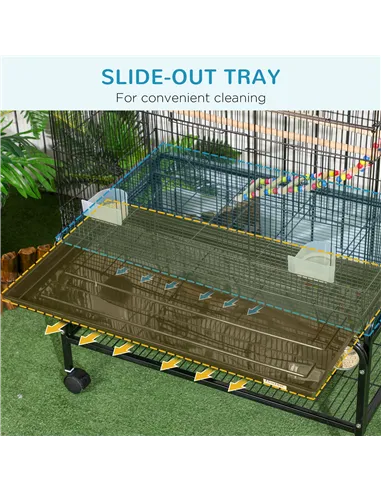 PawHut Large Bird Cage Budgie Cage with Stand, Toys, Wheels, Accessories, Storage Shelf for Canaries, Finches, Lovebirds, Parake
