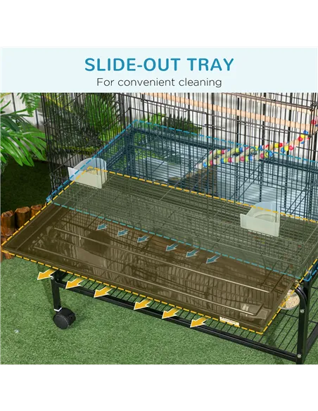 PawHut Large Bird Cage Budgie Cage with Stand, Toys, Wheels, Accessories, Storage Shelf for Canaries, Finches, Lovebirds, Parake
