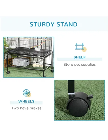 PawHut Large Bird Cage Budgie Cage with Stand, Toys, Wheels, Accessories, Storage Shelf for Canaries, Finches, Lovebirds, Parake