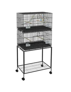 PawHut Two-Tier Bird Cage on Wheels, with Stand, for Small Birds