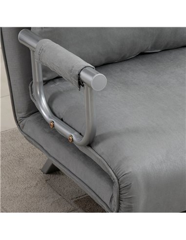 HOMCOM Two-Seater Click-Clack Sofa Bed - Light Grey