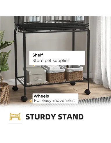 PawHut Two-Tier Bird Cage on Wheels, with Stand, for Small Birds