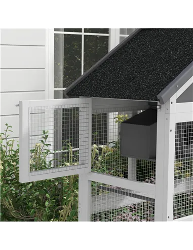 PawHut Wooden Bird Cage, with Stand, for Finches, Parakeets, Small birds - Grey