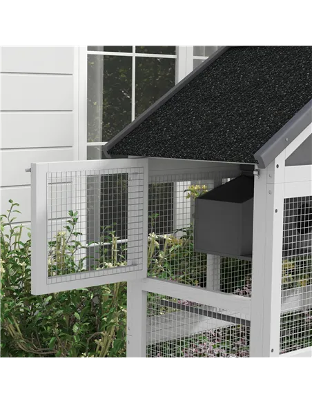 PawHut Wooden Bird Cage, with Stand, for Finches, Parakeets, Small birds - Grey