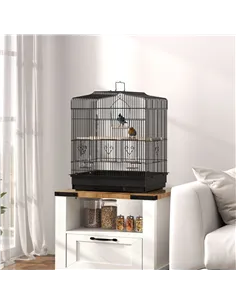 PawHut Large Metal Bird Cage with Perches, Food Bowls, Swing, for Budgies, Parakeets, Black 2