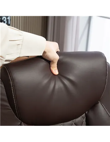 HOMCOM Faux Leather Office Chair. with Flip-Up Armrests - Brown