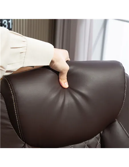 HOMCOM Faux Leather Office Chair. with Flip-Up Armrests - Brown