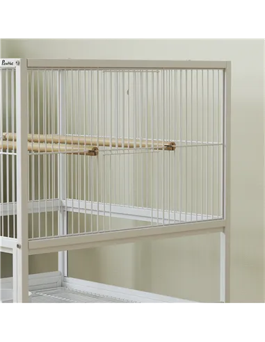 PawHut Bird Cage with Rolling Stand, Acrylic Viewing Panels, Storage Shelf, for Budgie, Parakeet, 48 x 46 x 83 cm