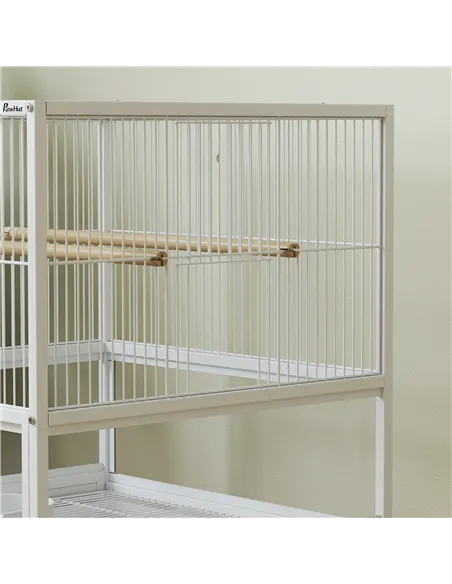 PawHut Bird Cage with Rolling Stand, Acrylic Viewing Panels, Storage Shelf, for Budgie, Parakeet, 48 x 46 x 83 cm