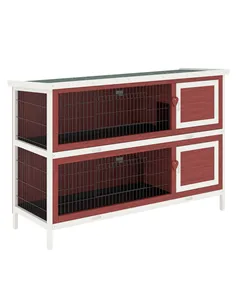 PawHut Rabbit Hutch Outdoor 2-Tier Guinea Pig Cage Bunny House Cage with No-Leak Trays for Indoor and Outdoor 136 x 50 x 93cm