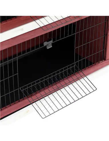 PawHut Rabbit Hutch Outdoor 2-Tier Guinea Pig Cage Bunny House Cage with No-Leak Trays for Indoor and Outdoor 136 x 50 x 93cm