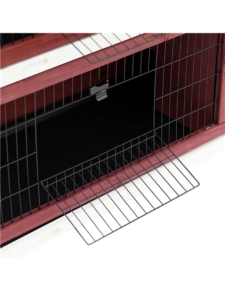 PawHut Rabbit Hutch Outdoor 2-Tier Guinea Pig Cage Bunny House Cage with No-Leak Trays for Indoor and Outdoor 136 x 50 x 93cm