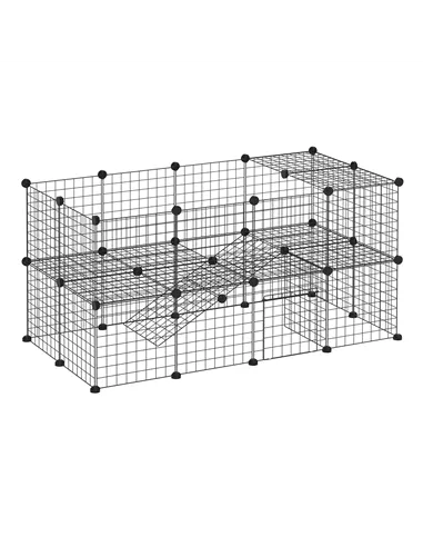 PawHut DIY Pet Playpen Metal Wire Fence Indoor Outdoor Rabbit Small Animals Cage 36 Panel Enclosure Black