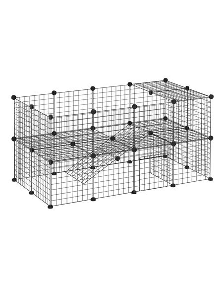 PawHut DIY Pet Playpen Metal Wire Fence Indoor Outdoor Rabbit Small Animals Cage 36 Panel Enclosure Black
