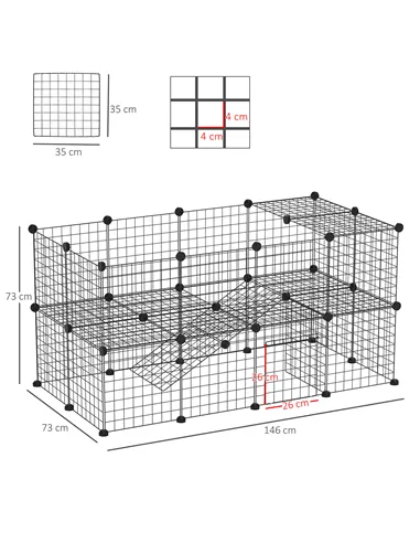 PawHut DIY Pet Playpen Metal Wire Fence Indoor Outdoor Rabbit Small Animals Cage 36 Panel Enclosure Black