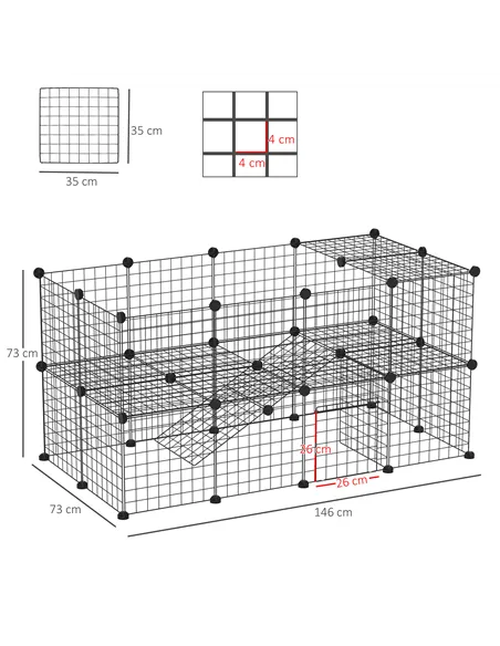 PawHut DIY Pet Playpen Metal Wire Fence Indoor Outdoor Rabbit Small Animals Cage 36 Panel Enclosure Black