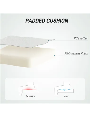 HOMCOM PU Leather Armless Office Chair, Modern Vanity Computer Swivel Chair with Rolling Wheels and Adjustable Height for Home S