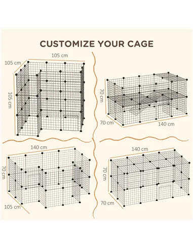 PawHut DIY Pet Playpen Metal Wire Fence Indoor Outdoor Rabbit Small Animals Cage 36 Panel Enclosure Black