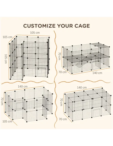 PawHut DIY Pet Playpen Metal Wire Fence Indoor Outdoor Rabbit Small Animals Cage 36 Panel Enclosure Black