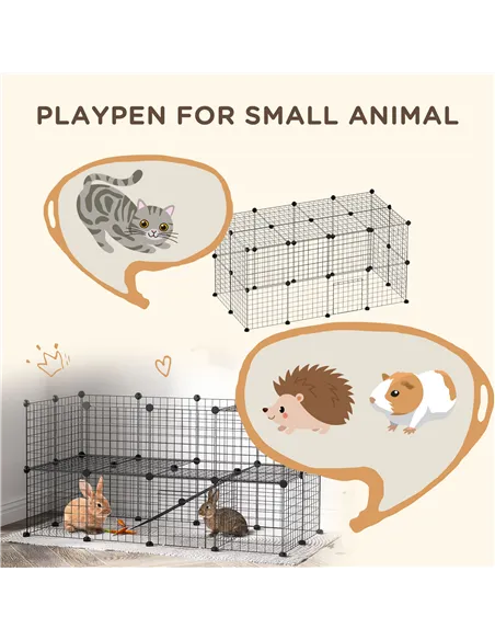 PawHut DIY Pet Playpen Metal Wire Fence Indoor Outdoor Rabbit Small Animals Cage 36 Panel Enclosure Black