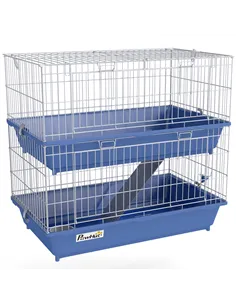 PawHut Double Tier Small Animal Cage Rabbit Chinchillas Cage w/ Ramp Food Dish Water Bottle Deep Trays Pet Home 72 x 44 x 67 cm