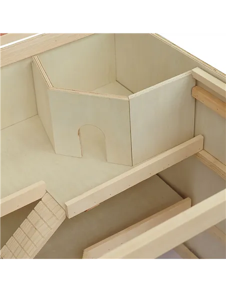 PawHut Wooden Hamster Cage, Small Animals Hutch with Tray, Openable Top, Exercise Play House Pen, 115L x 57W x 55Hcm, Natural