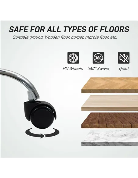 HOMCOM PU Leather Armless Office Chair, Modern Vanity Computer Swivel Chair with Rolling Wheels and Adjustable Height for Home S